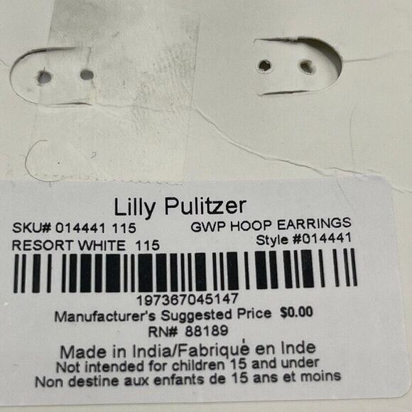 Lilly Pulitzer GWP Resort White Gold Tone Hoop Dangling Beads Earrings New - Picture 5 of 11